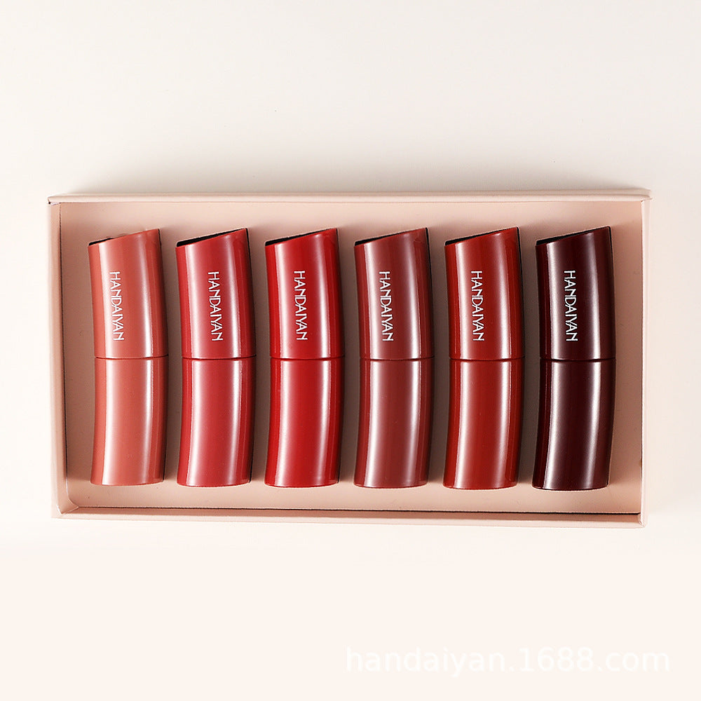 6-Piece Curved Matte Lipstick Set for Bold Color