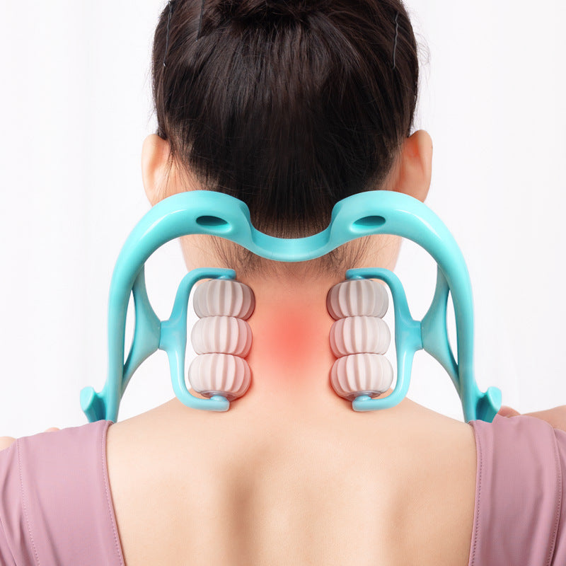Manual Six-Wheel Neck Massager for Tension and Pain Relief