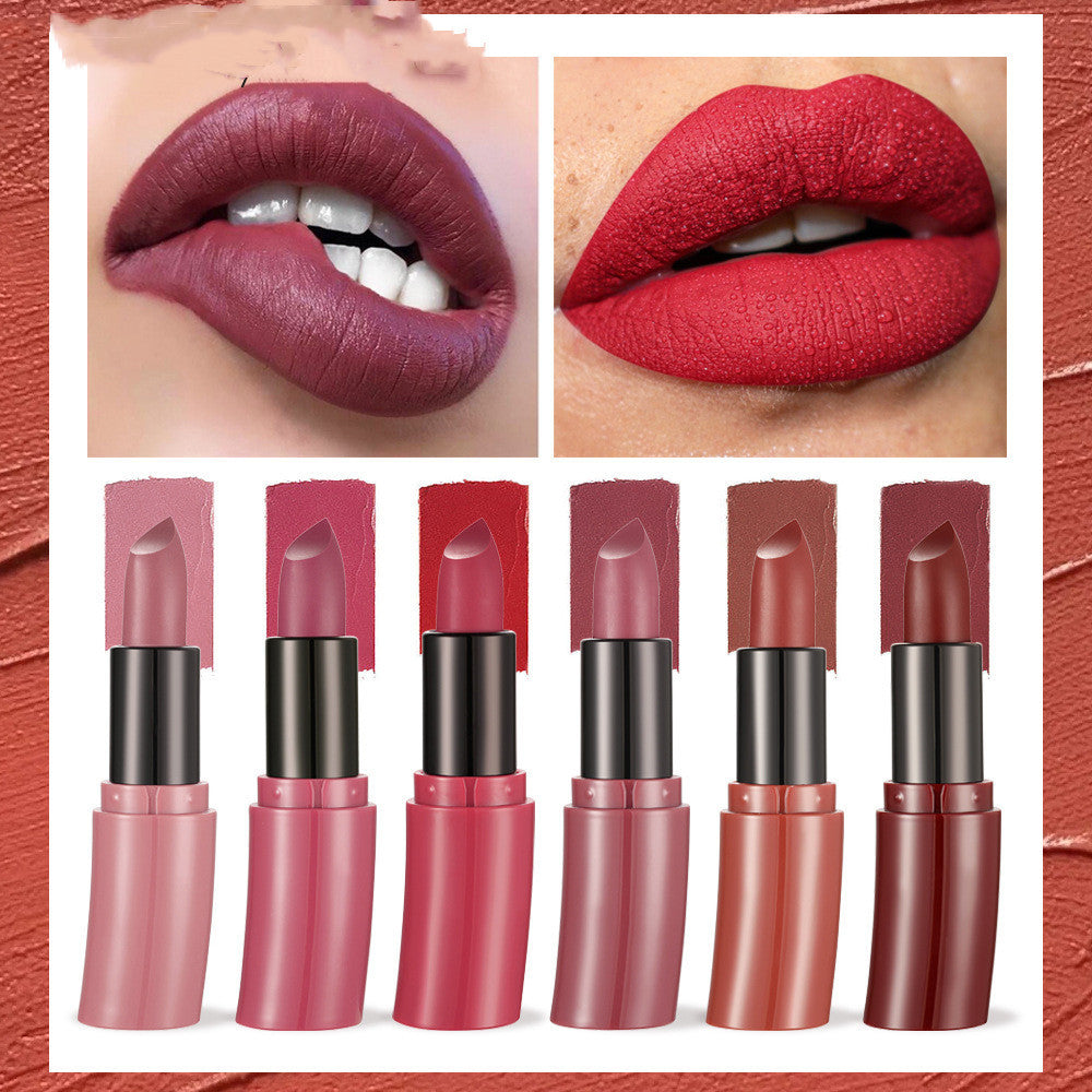 6-Piece Curved Matte Lipstick Set for Bold Color