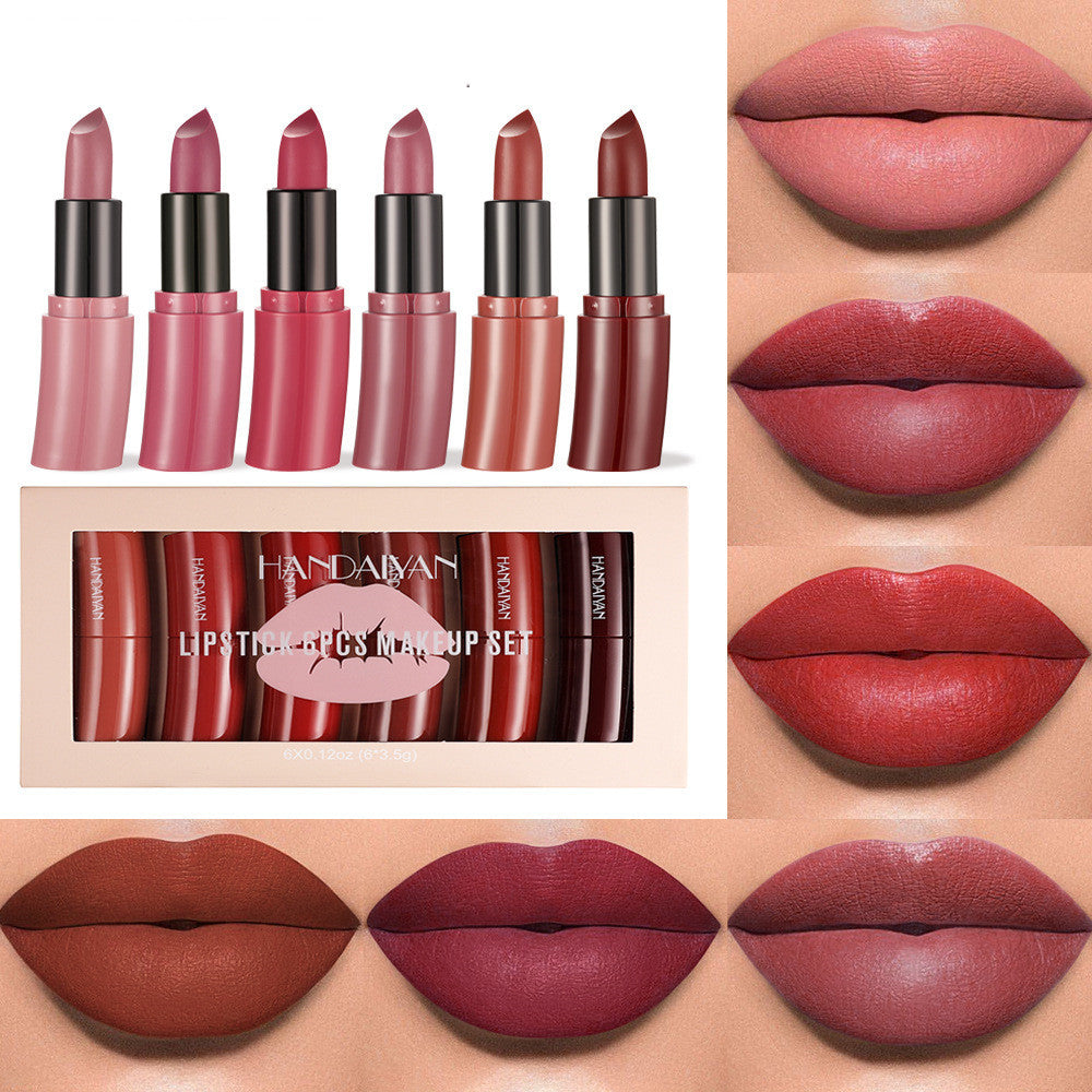 6-Piece Curved Matte Lipstick Set for Bold Color