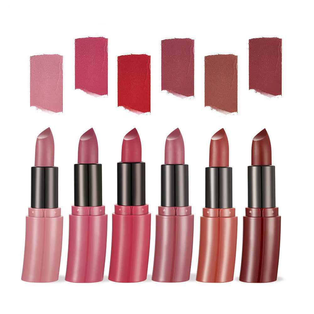 6-Piece Curved Matte Lipstick Set for Bold Color