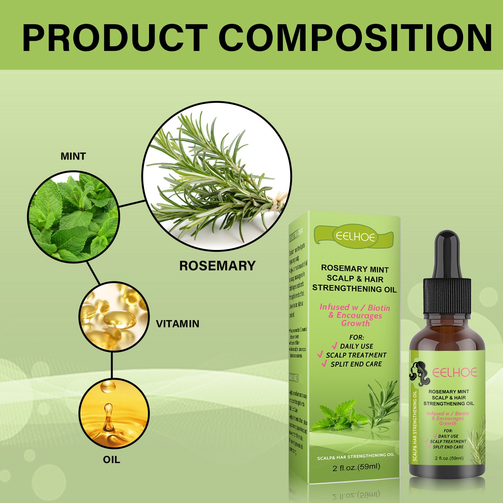 Rosemary Mint Hair Growth Serum with Scalp Massage Benefits