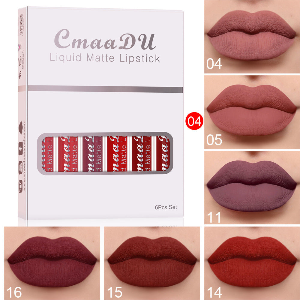 6-Piece Set: Waterproof Matte Lipsticks – Non-Stick, Long-Lasting Color
