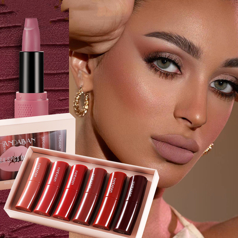 6-Piece Curved Matte Lipstick Set for Bold Color