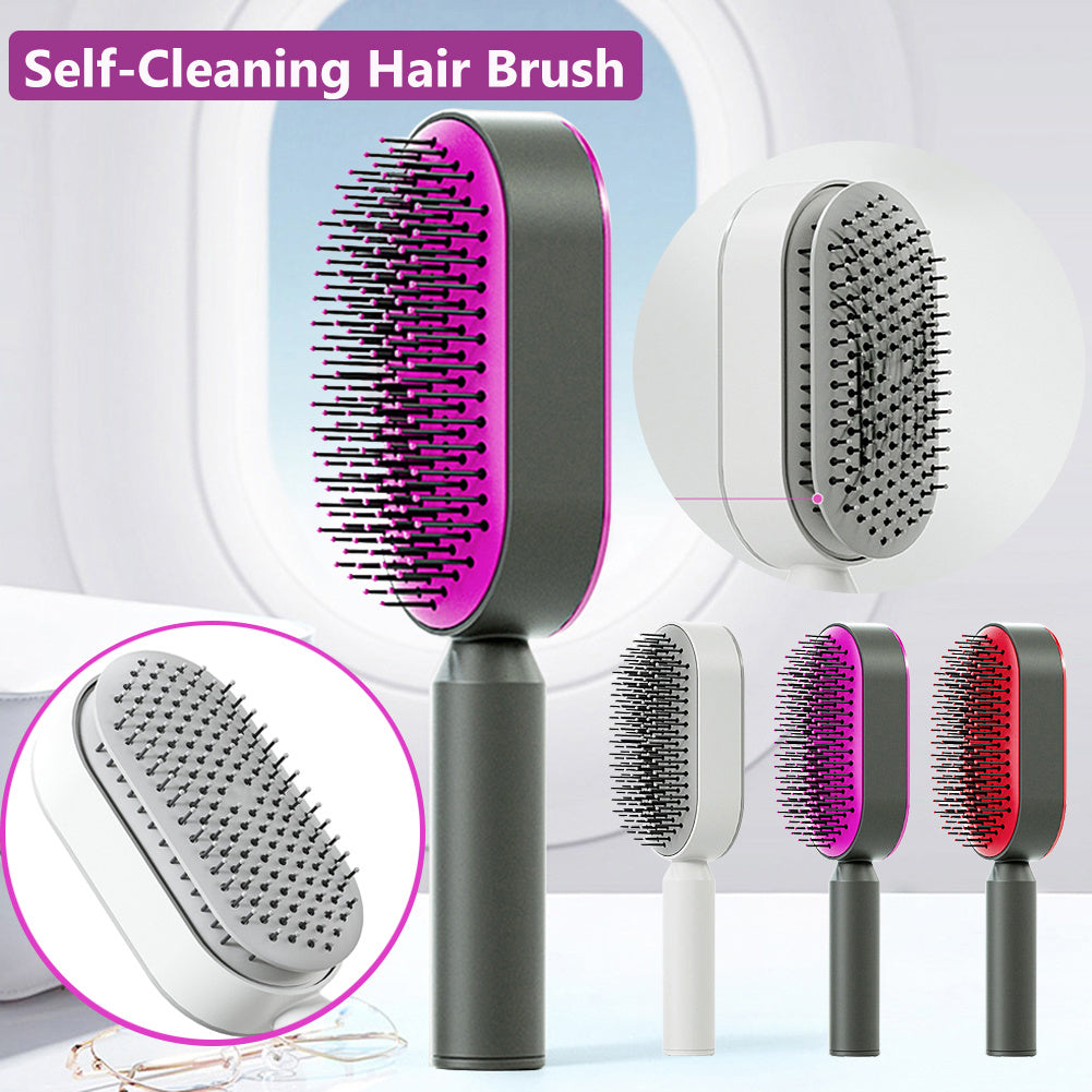 Self-Cleaning Anti-Static Hair Brush with Scalp Massage